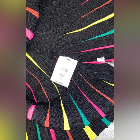 7th avenue Multicolor colorful Long Sleeve button down black knit Dress striped - Picture 7 of 8